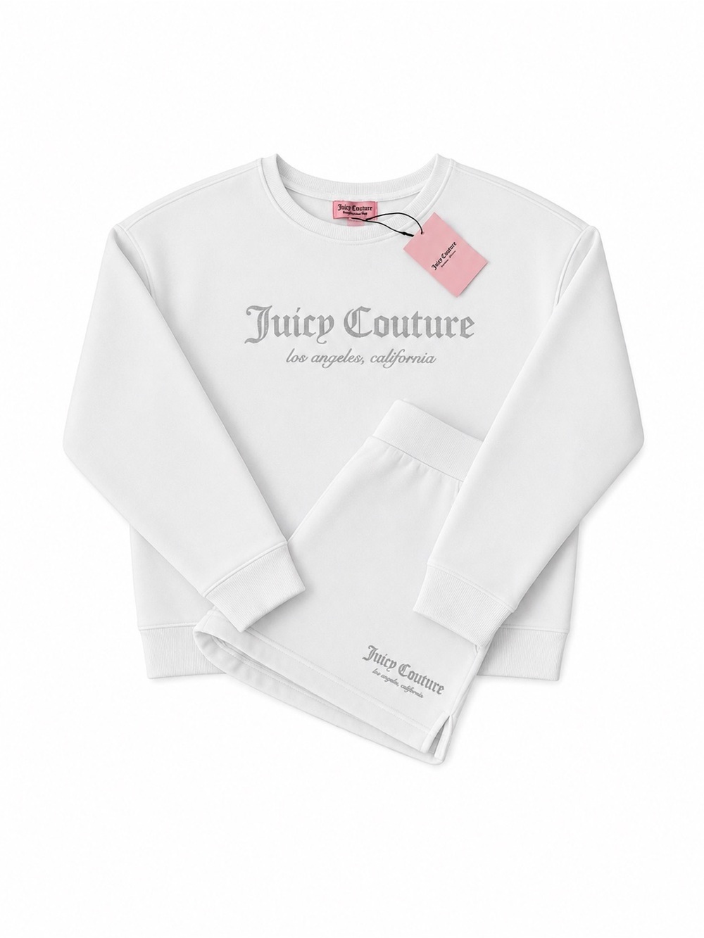 Juicy Couture White Fleece Sweatshirt & Shorts Set 2 Piece NWT Size Med - Picture 4 of 7